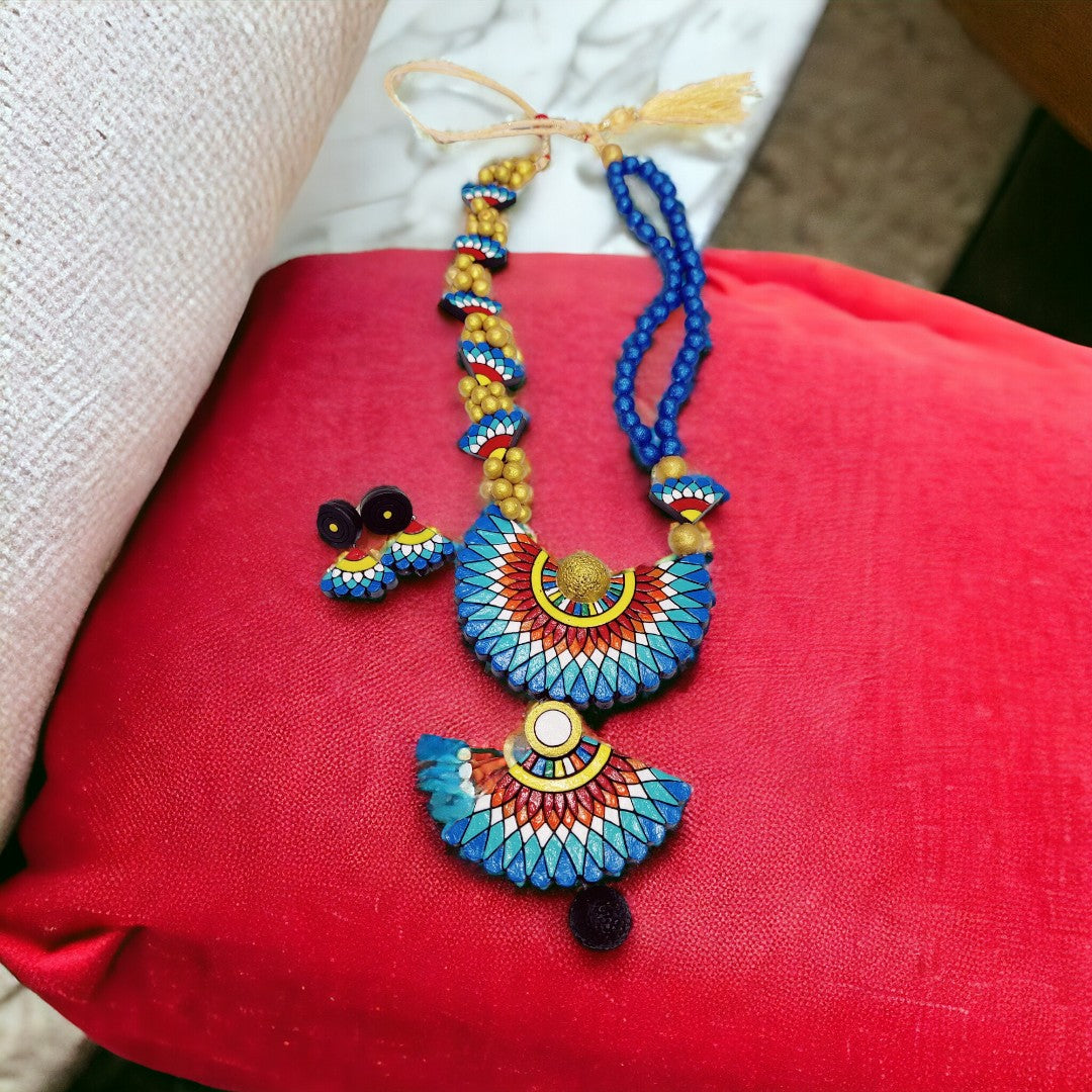 Horizon Blue Clay Temple Necklace Set
