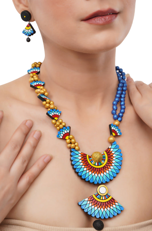 Horizon Blue Clay Temple Necklace Set