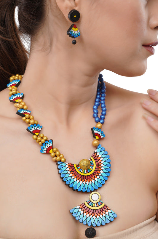 Horizon Blue Clay Temple Necklace Set