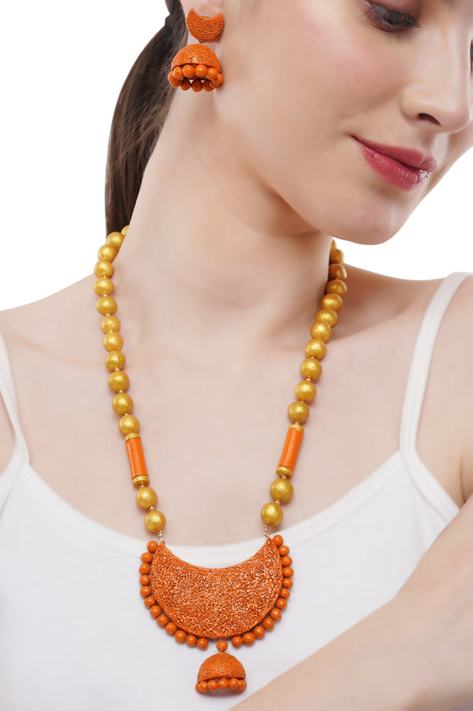 Orange Glow Crescent Neckwear Set